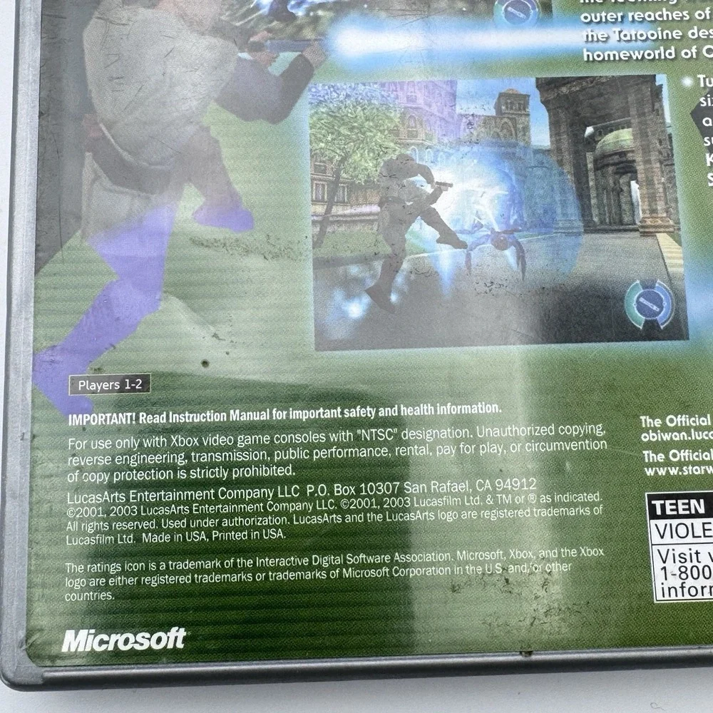 Star Wars: Obi-Wan (Microsoft Xbox, 2001) Complete CIB W/‎ Reg card Platinum Hit